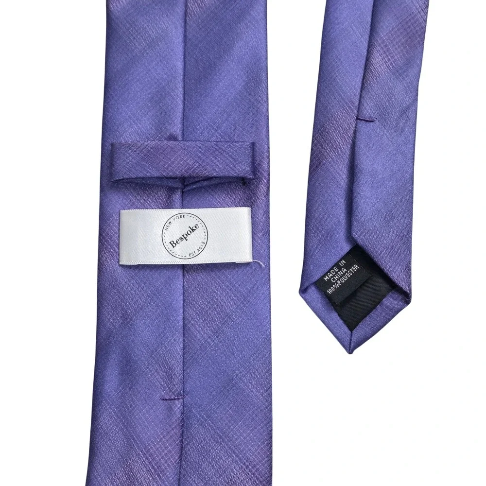 Mens Purple Tonal Grid Plaid Striped Textured Necktie Formal Business Tie